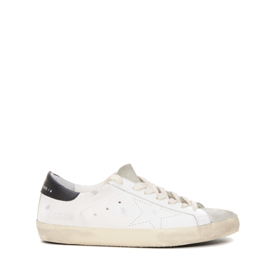 Shop Golden Goose White And Black Leather Super Star Sneakers In White-black