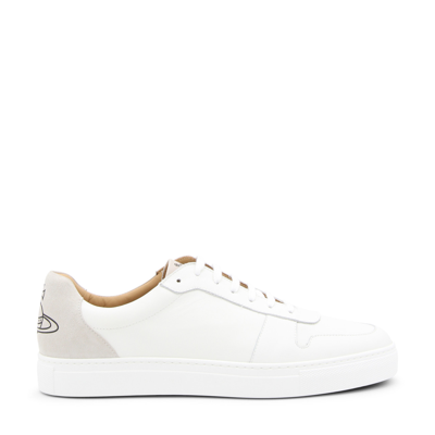 Shop Vivienne Westwood White Leather Orb Sneakers