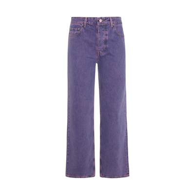 Shop Ganni Orchid Purple Cotton Overdyed Jeans In Wild Orchid