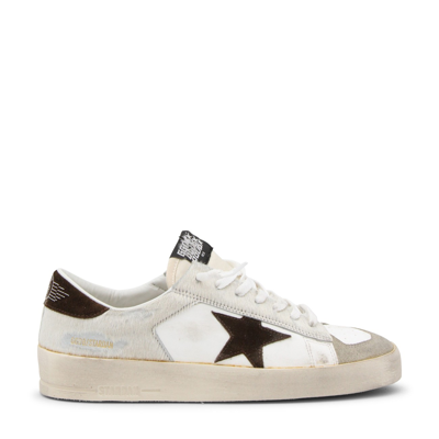 Shop Golden Goose Black And White Leather Dan Sneakers
