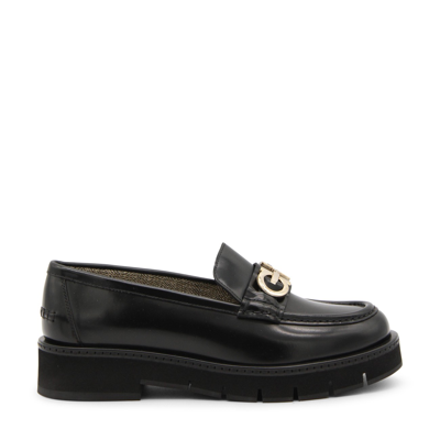 Shop Ferragamo Black Leather Ofelia Loafers In Nero