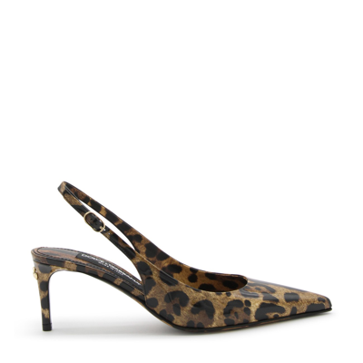 Shop Dolce & Gabbana Leopard Print Leather Slingback Pumps