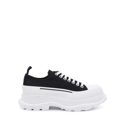 Shop Alexander Mcqueen Black Canvas Tread Slick Sneakers In Black/white