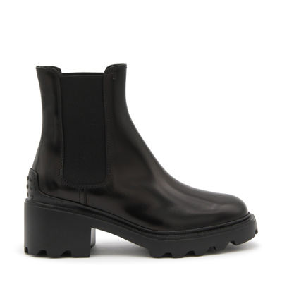 Shop Tod's Black Leather Ankle Boots