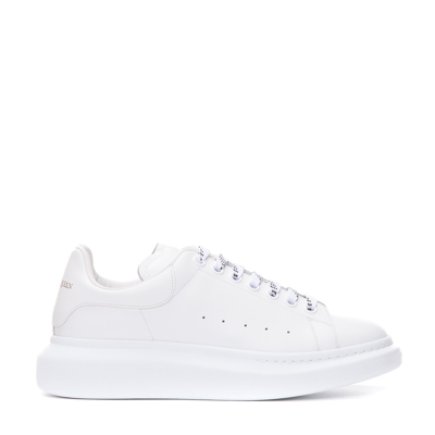 Shop Alexander Mcqueen White Leather Oversized Sneakers In White/white