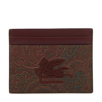 Shop Etro Multicolour Paisley Card Holder In Brown