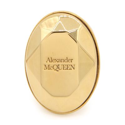 Shop Alexander Mcqueen Antique Gold Metal The Faceted Stone Ring