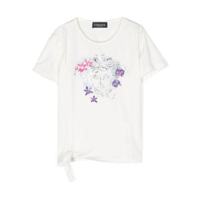 Shop Versace White Cotton T-shirt In Bianco/multi