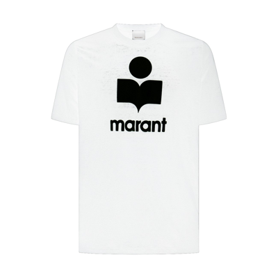 Shop Marant White And Black Linen T-shirt