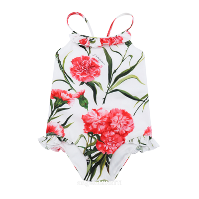 Shop Dolce & Gabbana White Swimsuit In Garofani