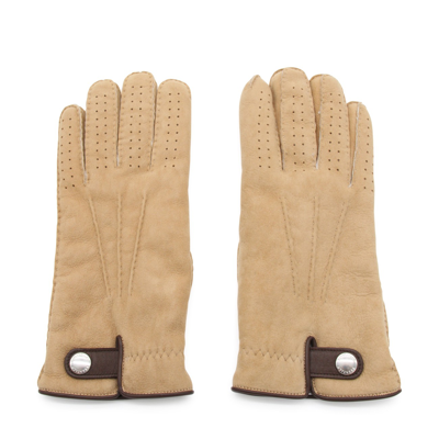 Shop Brunello Cucinelli Beige Suede Gloves