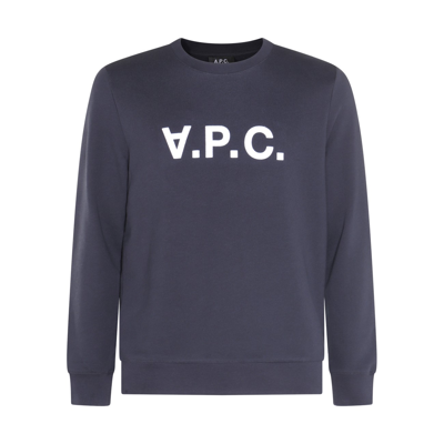 Shop Apc Dark Navy Cotton Sweatshirt