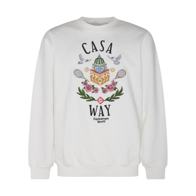 Shop Casablanca White Multicolour Cotton Casa Way Sweatshirt