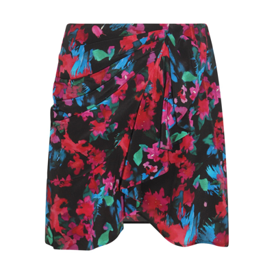 Shop Iro Black Multicolour Silk Blend Melissa Skirt In Black/multi