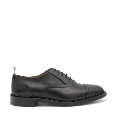 Shop Thom Browne Black Leather Lace Up Shoes