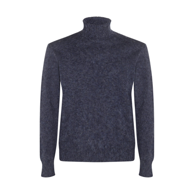 Shop Piacenza Cashmere Blue Melange Wool Jumper
