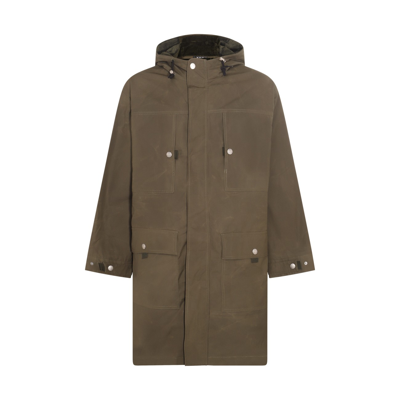 Shop Apc Khaki Cotton Parka Coat