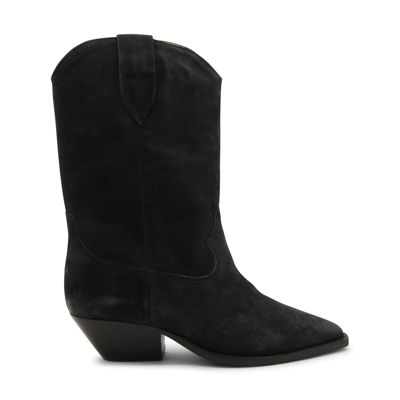 Shop Isabel Marant Black Suede Boots In Faded Black