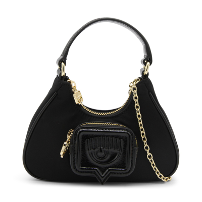 Shop Chiara Ferragni Black Nylon Mini Vicky Top Handle Bag