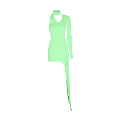 Shop David Koma Green Neon Asymmetric Mini Dress