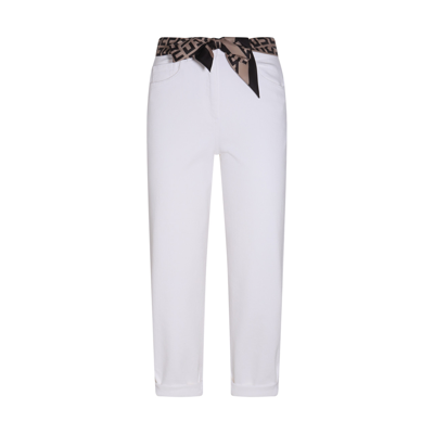Shop Elisabetta Franchi White Cotton Jeans In Avorio