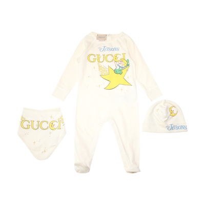Shop Gucci Sunkissed And Yellow Cotton Three Pieces The Jetsons Nursery Set In Sunkissed/yellow