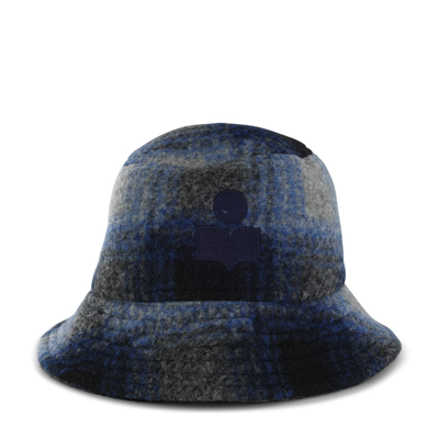 Shop Isabel Marant Navy Wool Blend Haley Bucket Hat