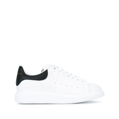 Shop Alexander Mcqueen White And Black Leather Oversized Sneakers In White/black