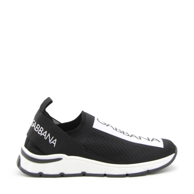 Shop Dolce & Gabbana Black And White Tech Sorrento Slip On Sneakers In Nero/bianco