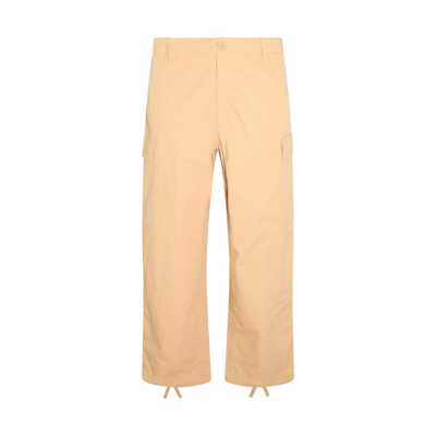 Shop Kenzo Light Brown Cotton Cargo Trousers In Camel