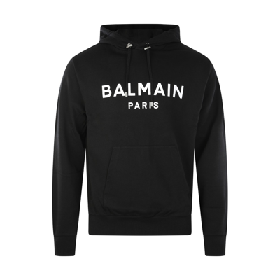 Shop Balmain Black Cotton Logo Sweatshirt
