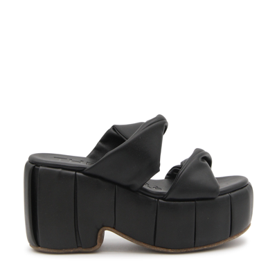 Shop Themoirè Black Faux Leather Andromeda Sandals