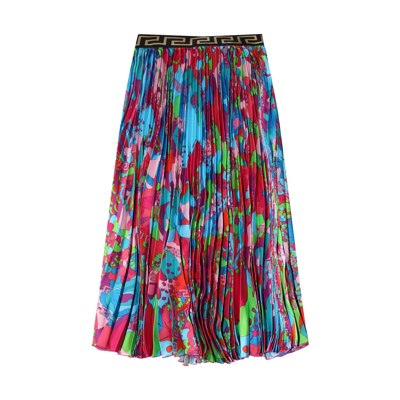 Shop Versace Multicolour Skirt In Light Blue