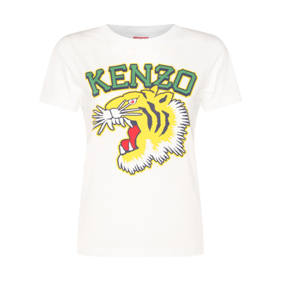 Shop Kenzo Off White Cotton Tiger T-shirt
