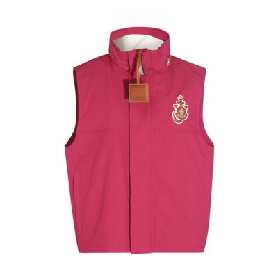 Shop Moncler Genius Red Cotton Blend Vest Puffer Down Jacket