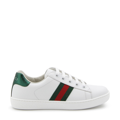 Shop Gucci White Red And Green Leather Ace Sneakers