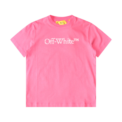Shop Off-white Fuchsia Cotton T-shirt