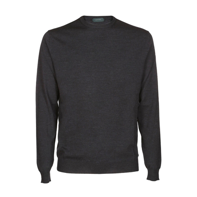 Shop Zanone Dark Grey Wool Sweater