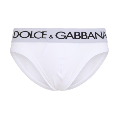 Shop Dolce & Gabbana White Cotton Logo Briefs