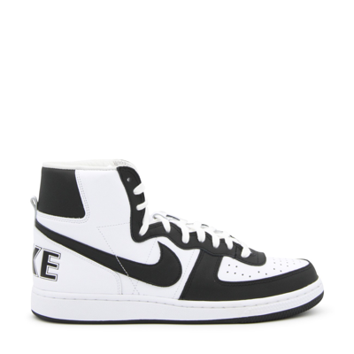 Shop Comme Des Garcons Homme Plus X Nike White And Black Leather Sneakers