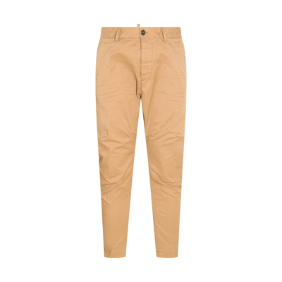 Shop Dsquared2 Light Brown Cotton Blend Trousers In Walnut