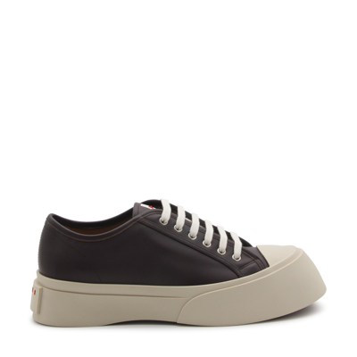 Shop Marni Brown Leather Sneakers