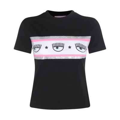 Shop Chiara Ferragni Black Cotton Eyestar T-shirt