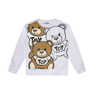 Shop Moschino Off-white Cotton Toy Bear Sweatshirt In Bianco Ottico
