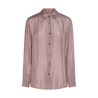 Shop Dries Van Noten Lilac Silk Shirt