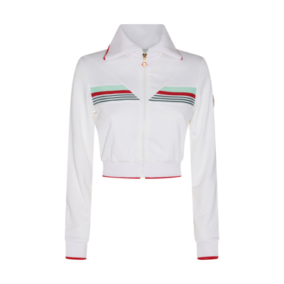 Shop Casablanca White Cotton Blend Cropped Tennis Sweatshirt