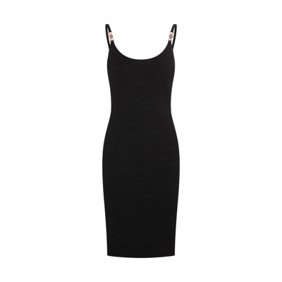 Shop Versace Black Viscose Stretch Cut Out Midi Dress