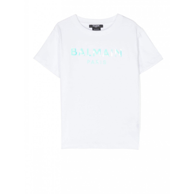 Shop Balmain White Cotton Logo T-shirt