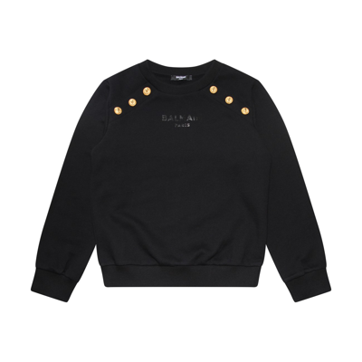 Shop Balmain Black And Gold Cotton Sweatshirt In Black/gold