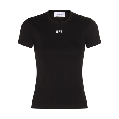 Shop Off-white Black And White Cotton Blend T-shirt In Black White